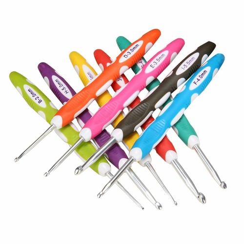 9Pcs/Set Crochet Hook Grip Handles Multi-Colour Aluminum Yarn Knitting Needles - Picture 4 of 6