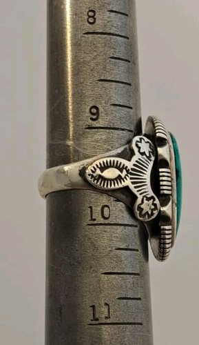 AARON ANDERSON Navajo Sterling Silver Natural Turquoise Ring size 9.5 Handmade - Picture 9 of 9