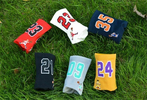 Unisex Socks Basketball Skateboard Men's Lucky Number 09/21/23/24/35 For 22-27cm - Picture 12 of 18
