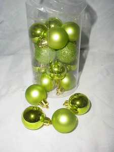 Pack Of 20 30mm Lime Green Baubles Christmas Tree Decorations