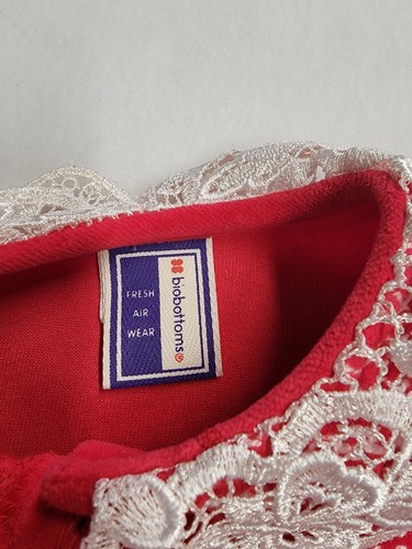 Vtg Biobottoms Red White Velour Girls Dress Size 4/5 Made In USA - Picture 6 of 12