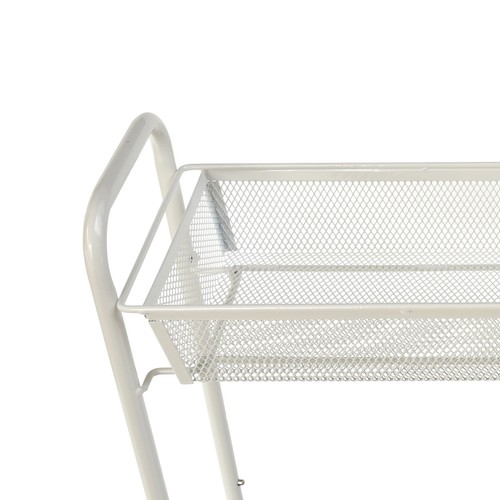 Slim 3-Shelf Rolling Bathroom Organization Cart with 2 Hooks, White - Picture 5 of 6
