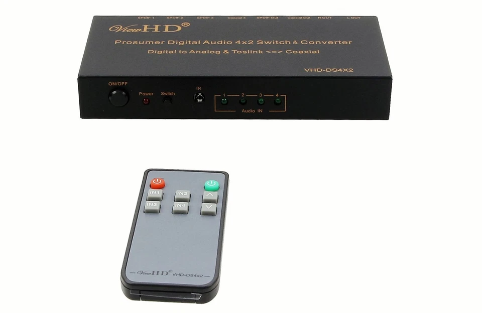 Toslink Optical Coaxial 4x2 Switch Digital to Analog audio Converter VHD-DS4X2 - Image 2 of 4