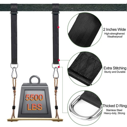Tree Swing Hanging Straps Kit,3FT,Heavy Duty Holds 5500LBS Extra Long Adjustable - Picture 4 of 8