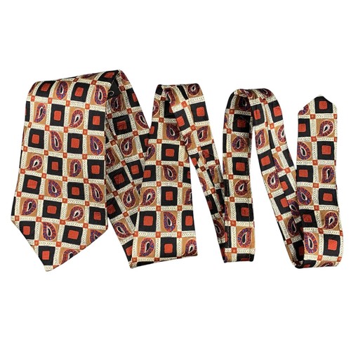 Countess Mara Necktie 100% Silk Luxury 4"x55" Paisley Multicolor Made in USA Tie - Picture 5 of 9