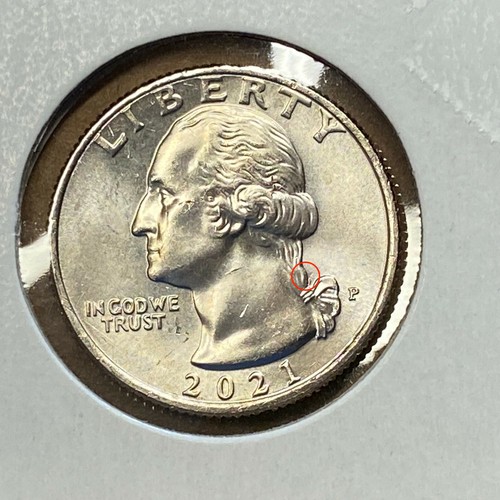 2021 25¢ Washington Crosses the Delaware Error with Two Die Chips Hat & Hair L8 - Bild 2 von 2