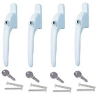 4 x Yale UPVC White Window Handles Inline Key Locking Espag /15mm Spindle