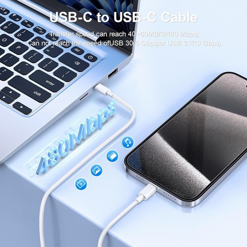 2x Apple USB-C auf USB-C Schnell Ladekabel Typ C Kabel für iPhone 15/16 Pro Max - Bild 4 von 7