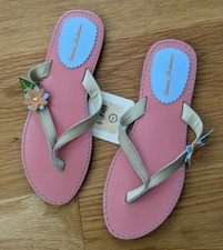 NWT Hanna Andersson Girls Sz 4 euro 34 Flip Flop Sandal Faux Leather Pink Orange