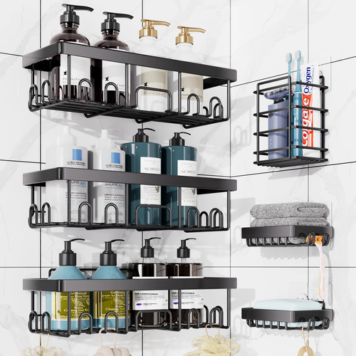 SHOWER CADDY SET 6 Piece Large Capacity Bathroom Shower Organizers Storage Trays - Picture 13 of 13