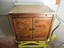 vintage hickory burl wood grain campaign bedside 2 door cabinet with slide tray