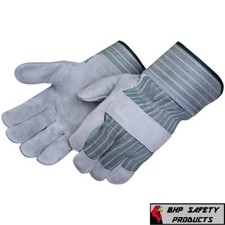 12 pairs Leather Palm Safety Split Cowhide Welding Cuff Gloves Size Large