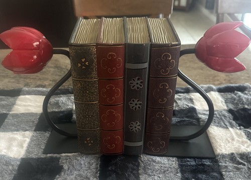 2 PC Ikea Bakhasare Tulip Bookends Red Black Contemporary - Picture 11 of 13