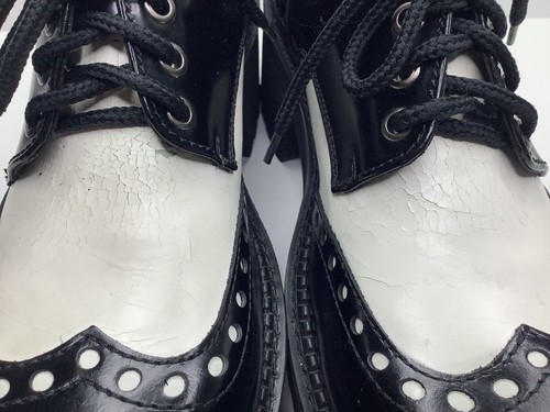 BED STU Black/White Chunky Heel Platform Leather Oxford Gothic Emo Punk Shoe 9.5 - Picture 3 of 12