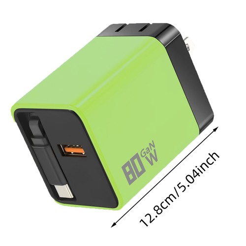 3 in 1 GaN Charger,Scalable 80w Max Fast Charger Module Type C Cable&2 USB Ports - Photo 21 sur 39