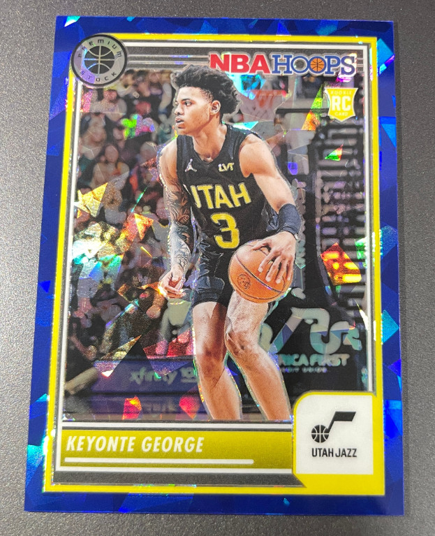 Keyonte George 2023-24 Premium Stock 96/99 Blue Ice NBA Hoops RC Jazz #98