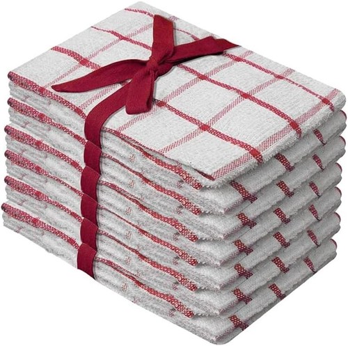 Pack of 6 Jumbo Big Check Tea Towels 100% Cotton Hotel Quality Kitchen Towels - Picture 7 of 8