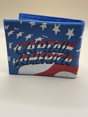Jungen Marvel Captain America Doppelfaltung Geldbörse ~ PU/Kunstleder blau mit Schild/Sternen - Bild 2 von 10