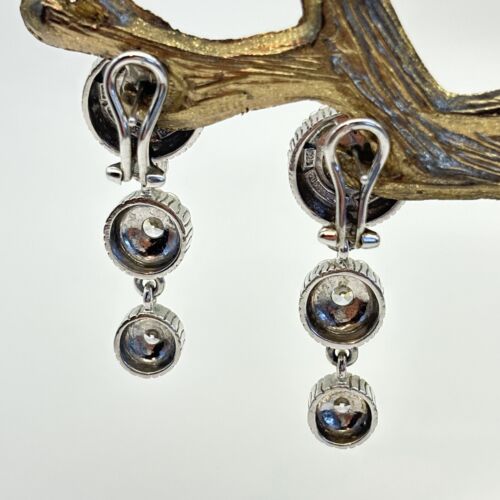 Judith Ripka CZ 925 Silver Dangle Omega Back Earrings - Picture 2 of 8