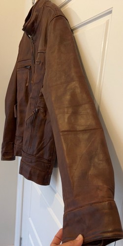 Herren Vintage Cafe Racer Braun Echt Lammfell Leder Echt Biker Jacke - Bild 3 von 16