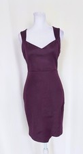 Guess Size 0 Purple Sweetheart Neck Sheath Dress Asymmetrical Scuba Embossed