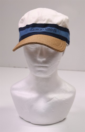 Giorgio Armani Herren Hut verstellbar EU 59 Panel Riemen Stroh Schirm Kappe Italien