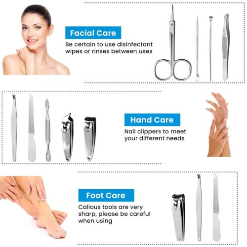 10pcs Nail Care Kit Cutter Set Clippers Manicure Pedicure Cuticle Tool Gift Set - Picture 5 of 21