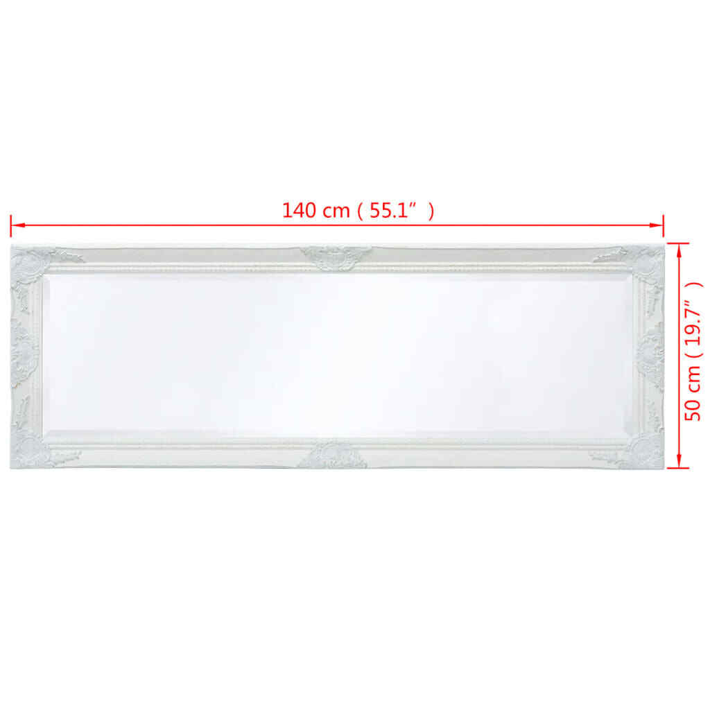 vidaXL Espejo de Pared Estilo Barroco 140x50 cm Blanco Espejo de Armario Retro s l1600 - vidaXL Espejo de Pared Estilo Barroco 140x50 cm Blanco Espejo de Armario Retro