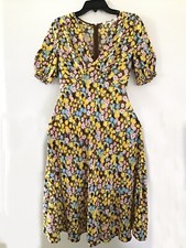 Diane Von Furstenberg Floral Short Sleeve Multicolor Dress New