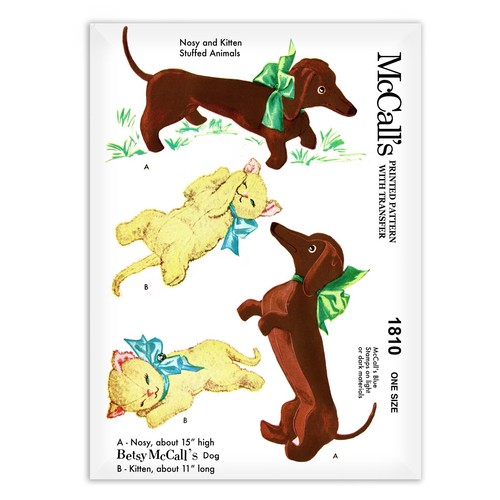 Betsy Pet Dog Kitten Cat Dachshund 1810 McCalls Sewing Pattern Stuffed Animals - Picture 1 of 2