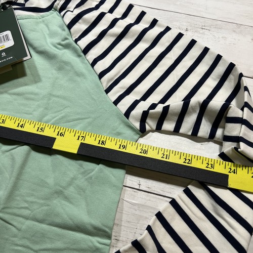 NWT Orvis Womens Seafoam Green Navy Blue Stripe Colorblock Sz Sm Pullover Hoodie - Picture 8 of 11