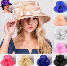 Bucket Bow Ribbon Kentucky Derby Wedding Hat Church Wide Brim Dressy Cocktail