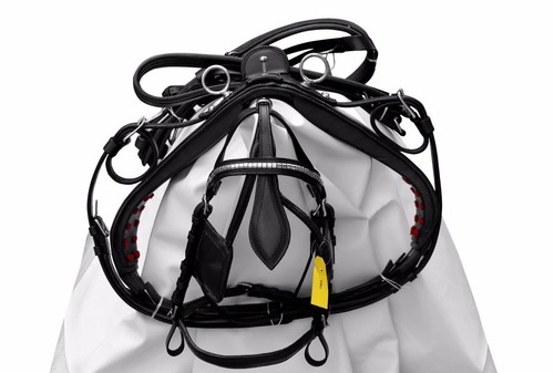 HORSE DRIVING HARNESS TIE DOWN CART REAL LEATHER WITH BRASS FITTING - Picture 11 of 12
