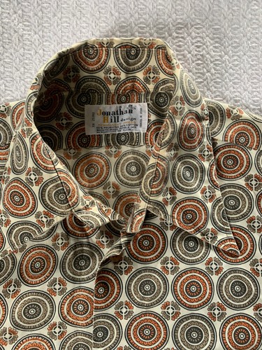 Vintage Classic 70s Butterfly Collar Button Up Psychedelic Disco Boho Hippy Rock - Picture 4 of 8