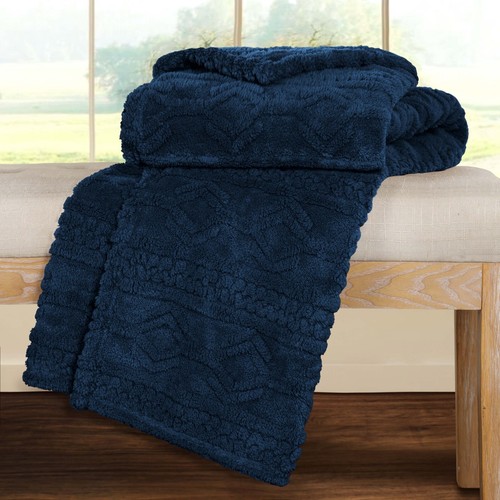 Arctic Jacquard Boho Knit Diamond Geometric Soft Fluffy Plush Fleece Blanket - Picture 45 of 67