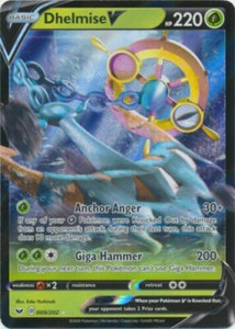 Pokemon TCG Sword and Shield 009//202 Dhelmise V Holographic Rare Card