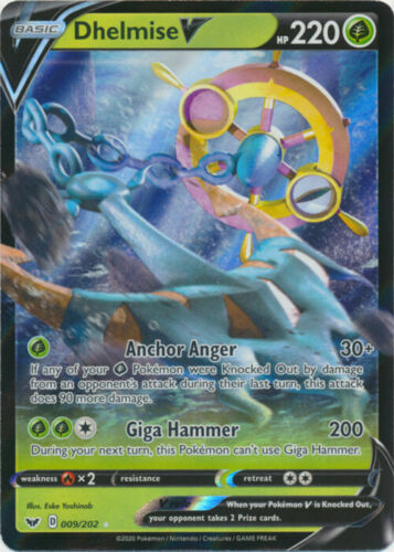 Dhelmise V 009/202 Sword & Shield Base Set ULTRA HOLO PERFECT MINT! Pokemon   - Picture 1 of 1