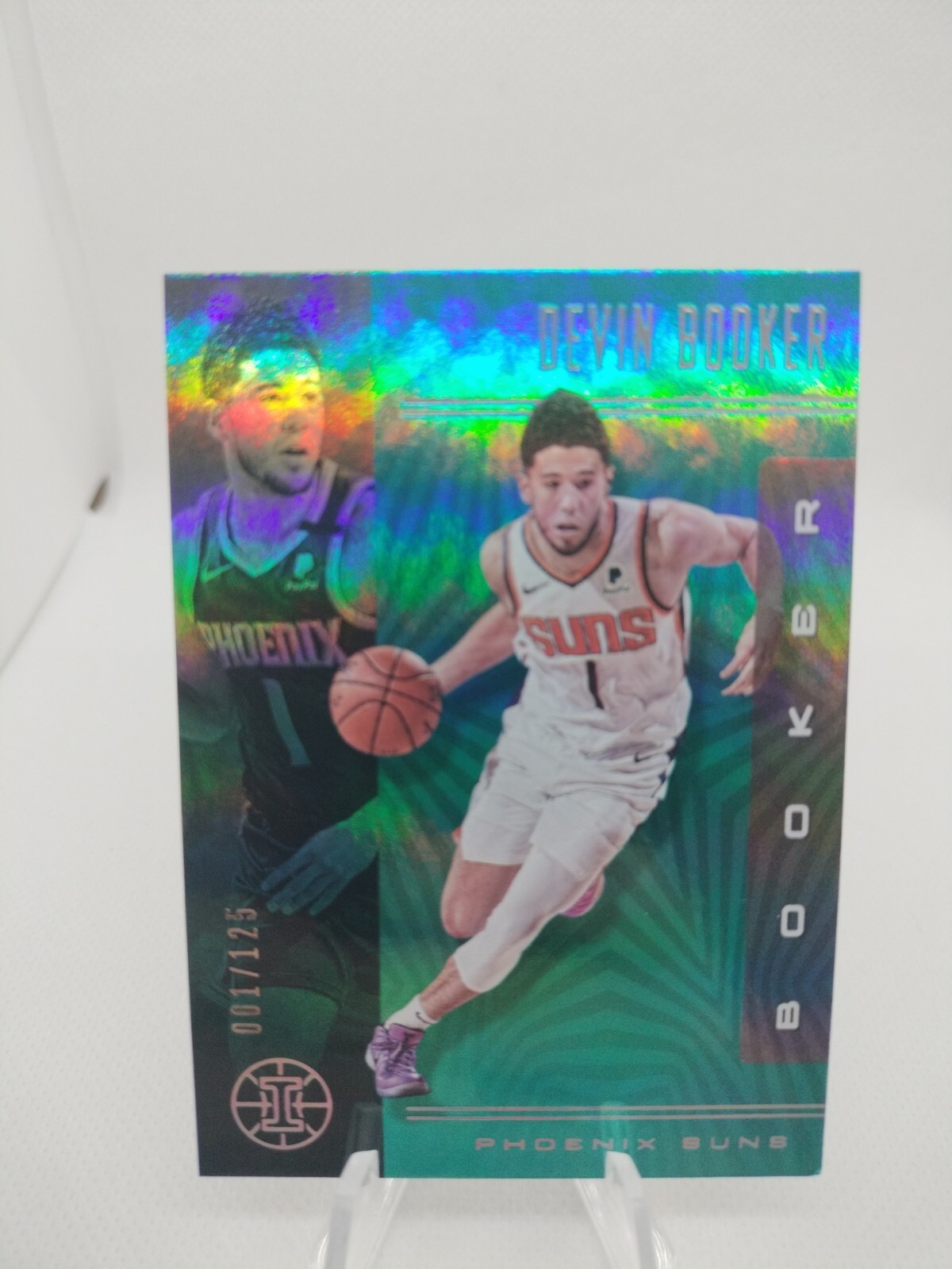 DEVIN BOOKER SP Teal 01/125 ~ #16 SUNS 2019-20 Panini illusions