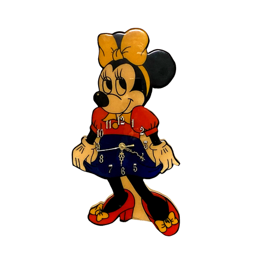 VINTAGE Minnie Mouse Cut Out Wood Wall Clock Disney Collectible Rare!! Works!! - Picture 3 of 10
