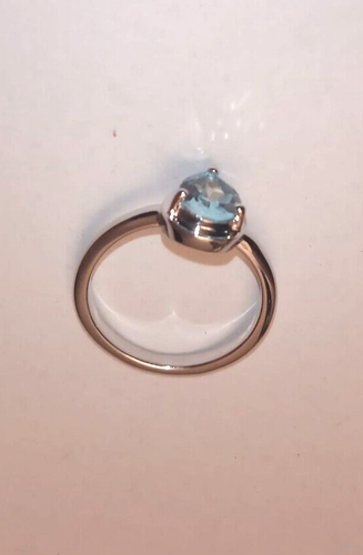 AAA ANELLO in ARGENTO 925 placcato PLATINO con vero TOPAZIO NATURALE a GOCCIA - Foto 5 di 9