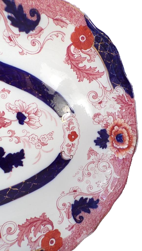 Verona Platter Imari Wood Transferware Imari Semi Porcelain 18.5in 1891-1907 - Picture 4 of 10