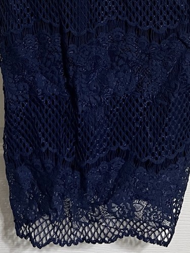 ABITO GUESS LOS ANGELES DONNA TAGLIA 8 BODYCON BLU PIZZO DIETRO CERNIERA ACCENTO - Foto 17 di 22