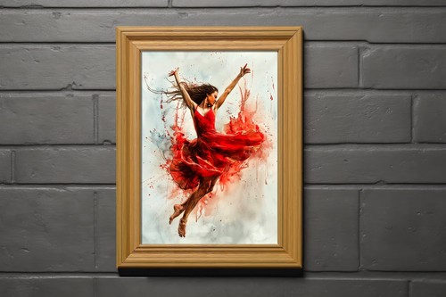 Red Dress Dancer 5"x7" Print on Matte Paper | Energetic Watercolor Ballet Art - Picture 8 of 18