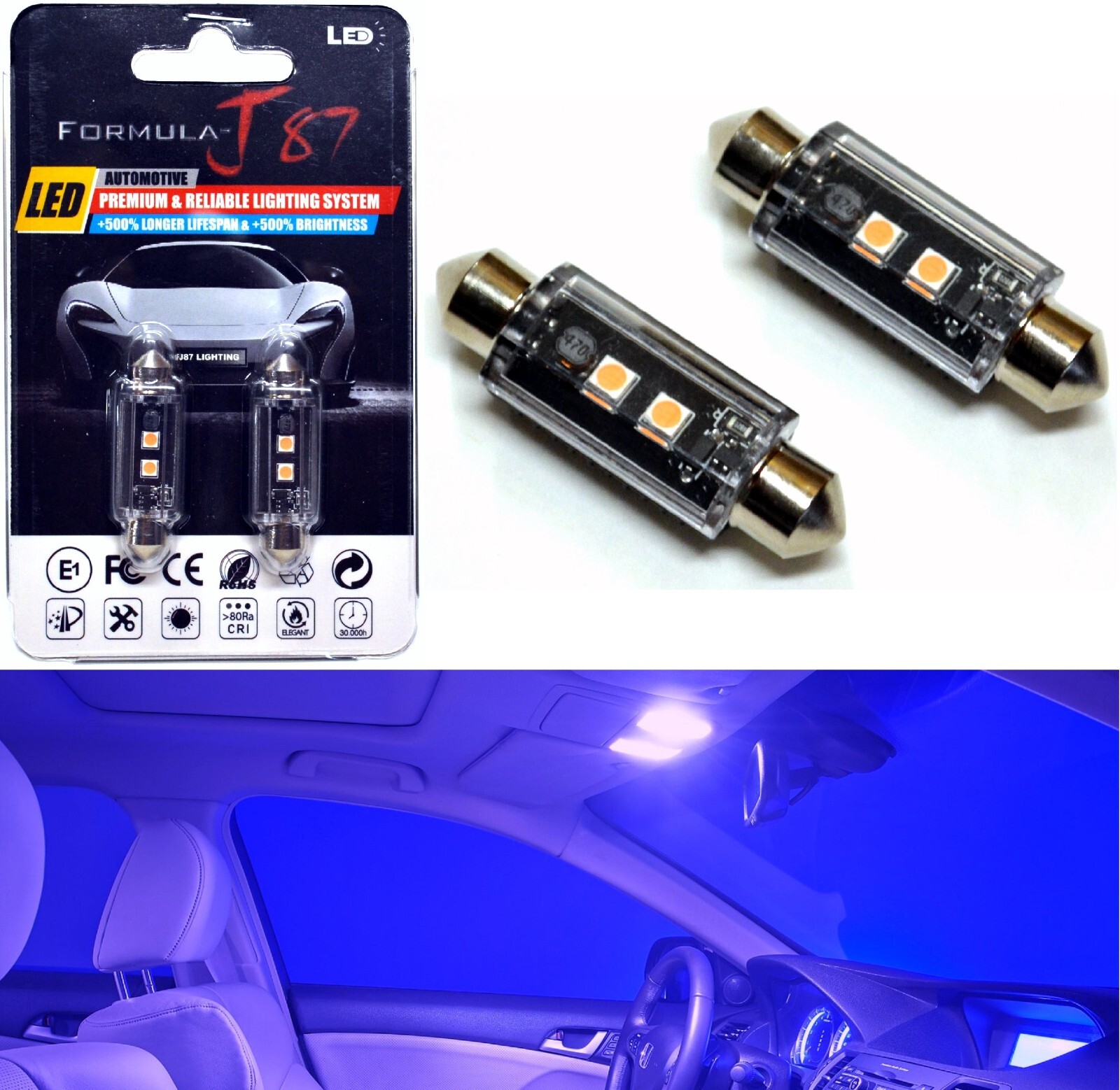 Luz LED Error Gratis 578 5W Violeta Dos Bombilla Interior Mapa Replace Lámpara