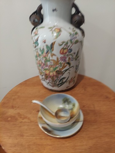 Antique Noritake Footed Soup Bowl With Matching Spoon and Bread Plate - Picture 14 of 16