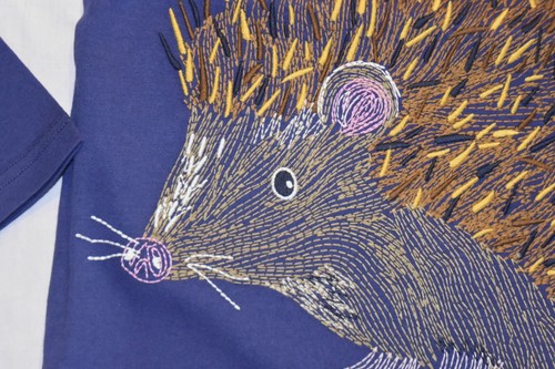 Mini Boden Superstitch Shirt Porcupine Hedgehog Long Sleeve NWT New 7-8 - Picture 3 of 6