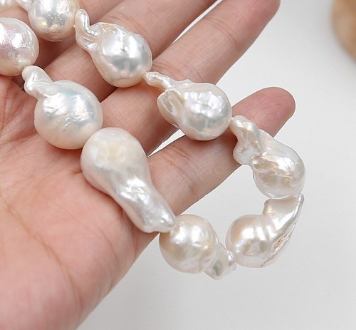 CLASSIC Big 23 mm South sea White Weird Baroque Pearl Necklace 18inch - Picture 4 of 4