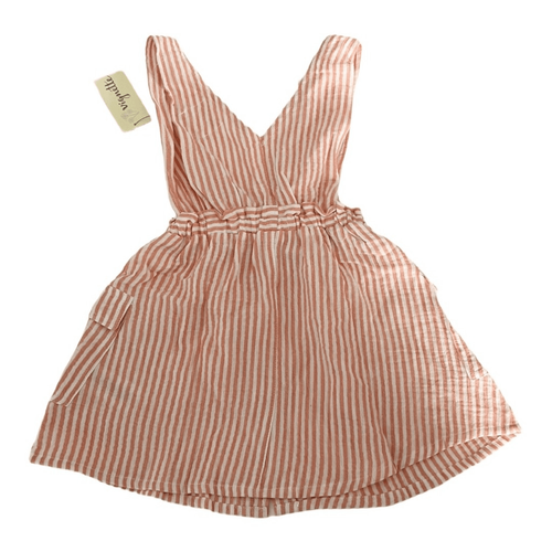 NWT Vignette Gracelynn Overall Peach Orange Striped Pinafore Size 4 - Picture 3 of 5