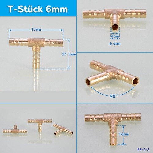 4mm - 19mm Schlauchverbinder Messing Gerade Winkel T-Stück/Y-Stück/Kreuz-Stück - Picture 27 of 41