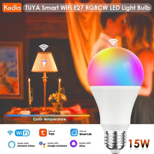 Tuya E27 B22 WiFi Smart LED Light Bulb 9W/15W RGB Colour Lamp for Alexa Google * - Picture 5 of 16